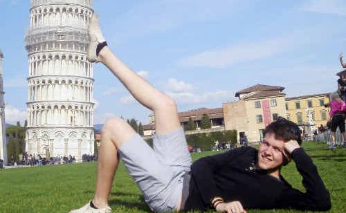 Simon Locke having fun at the Leaning Tower of Pisa in Italy. Simon Locke having fun at the Leaning Tower of Pisa in Italy.